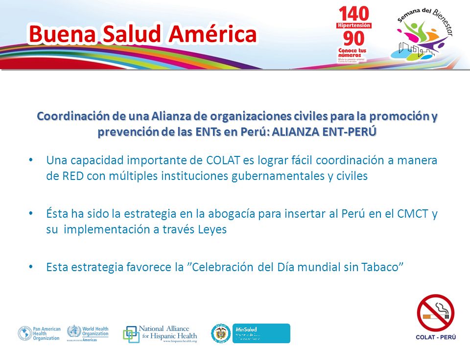 Coordinación de una Alianza de organizaciones civiles para la promoción y prevención de las ENTs en Perú: ALIANZA ENT-PERÚ