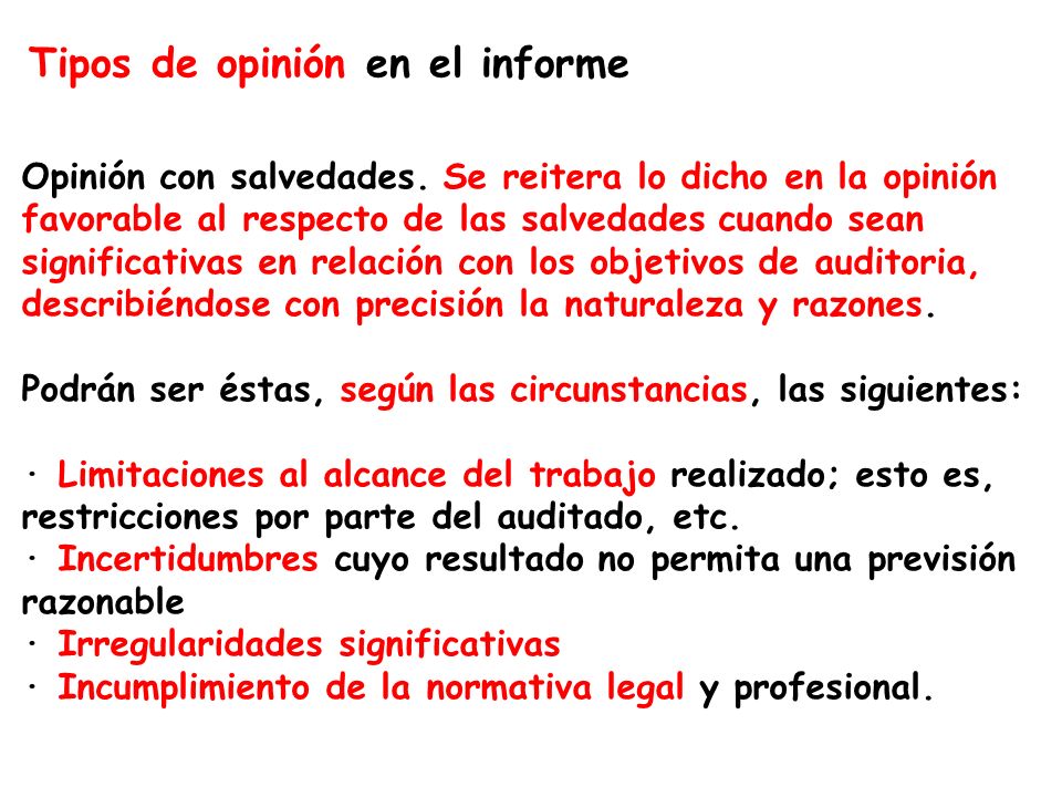 Tipos de opinión en el informe