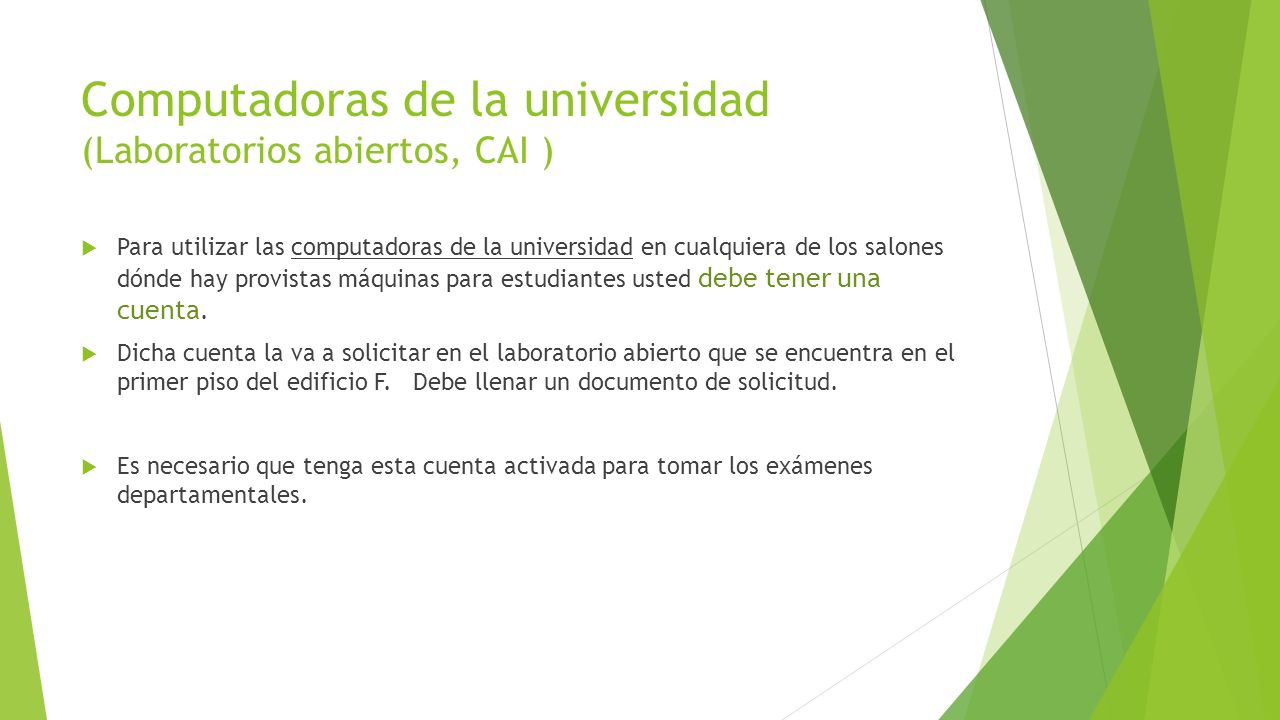 Computadoras de la universidad (Laboratorios abiertos, CAI )
