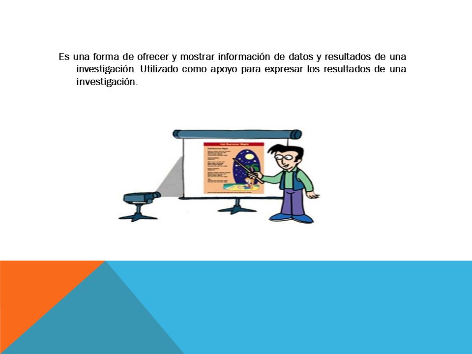 Es una forma de ofrecer y mostrar información de datos y resultados de una investigación.
