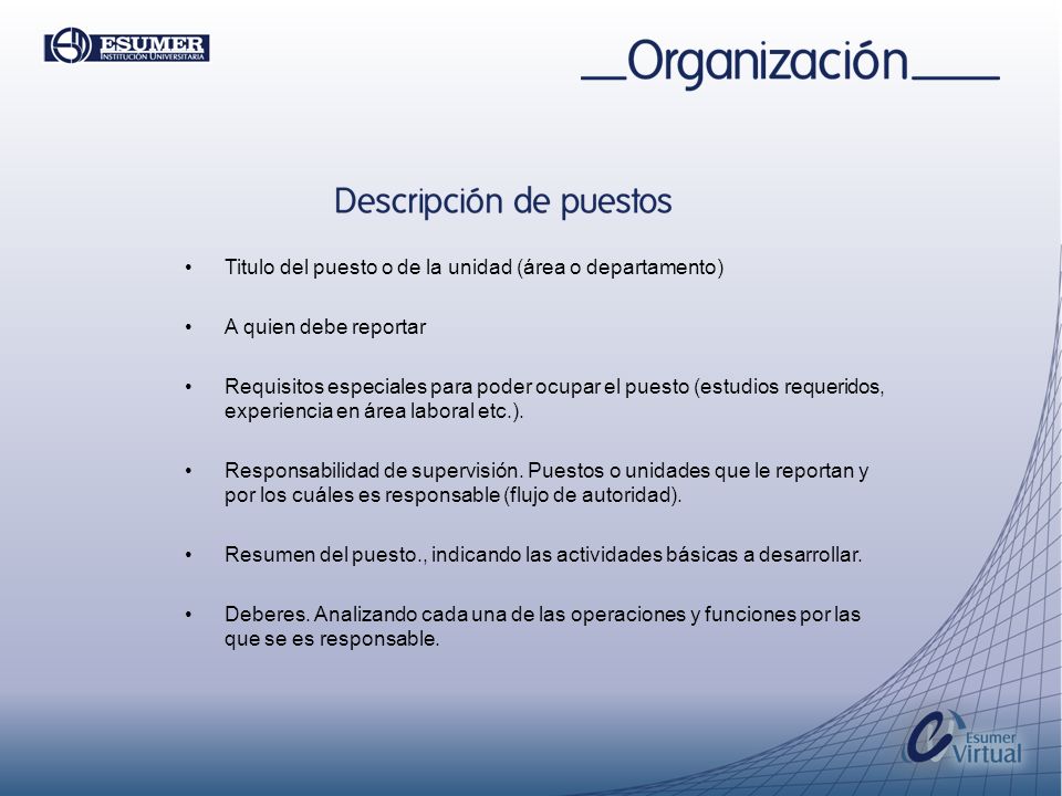Titulo del puesto o de la unidad (área o departamento)