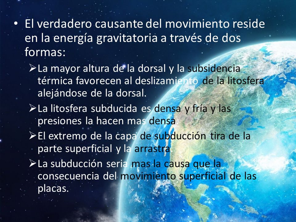 El verdadero causante del movimiento reside en la energía gravitatoria a través de dos formas: