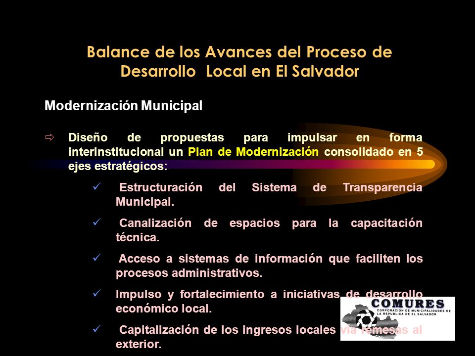 Balance de los Avances del Proceso de Desarrollo Local en El Salvador