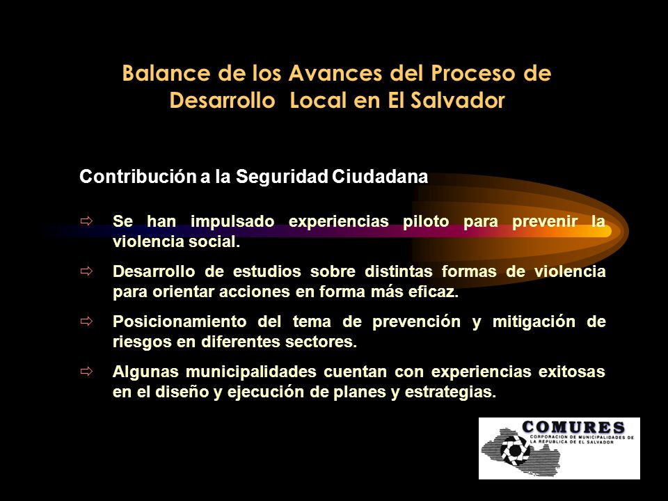 Balance de los Avances del Proceso de Desarrollo Local en El Salvador