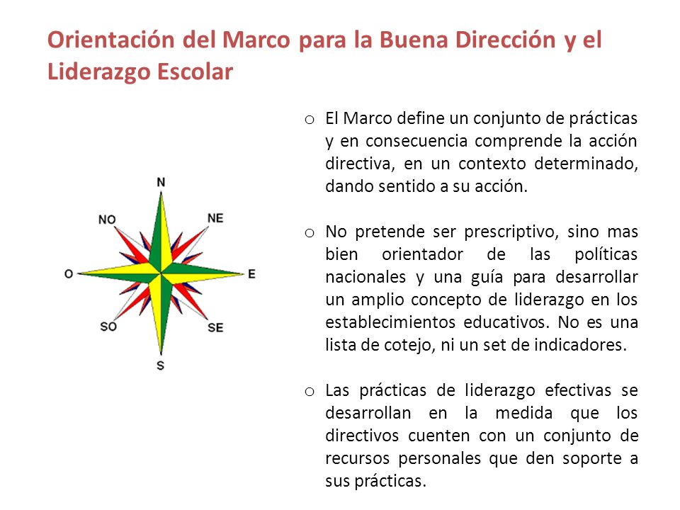 Orientación del Marco para la Buena Dirección y el Liderazgo Escolar