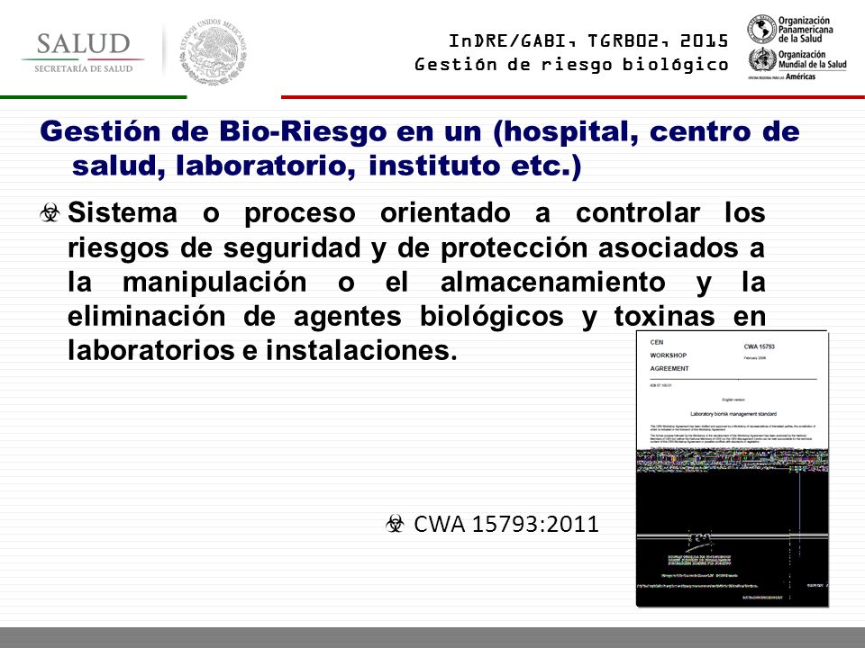 Gestión de Bio-Riesgo en un (hospital, centro de salud, laboratorio, instituto etc.)