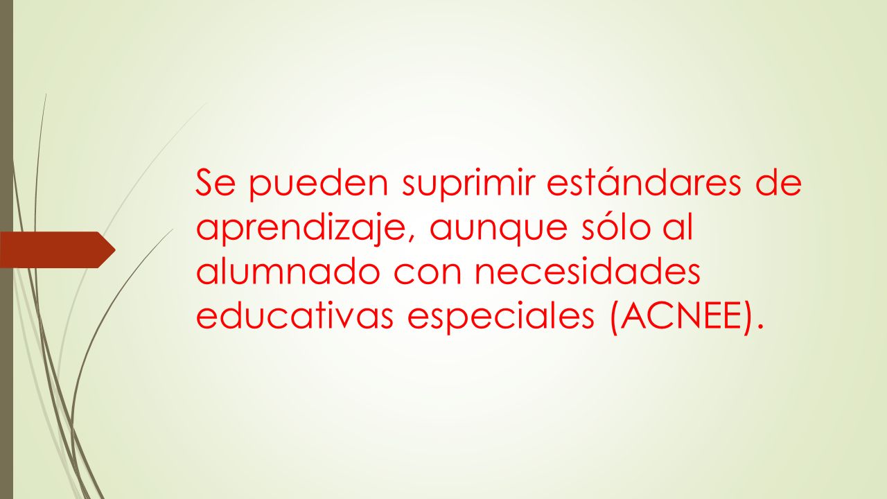 Se pueden suprimir estándares de aprendizaje, aunque sólo al alumnado con necesidades educativas especiales (ACNEE).