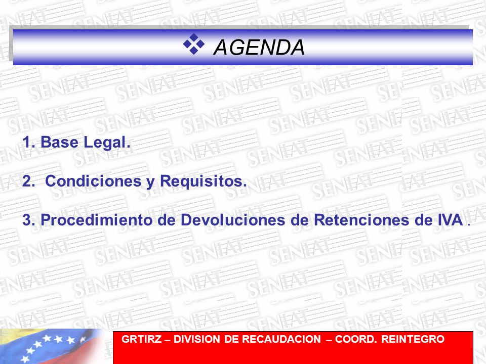 AGENDA Base Legal. Condiciones y Requisitos.