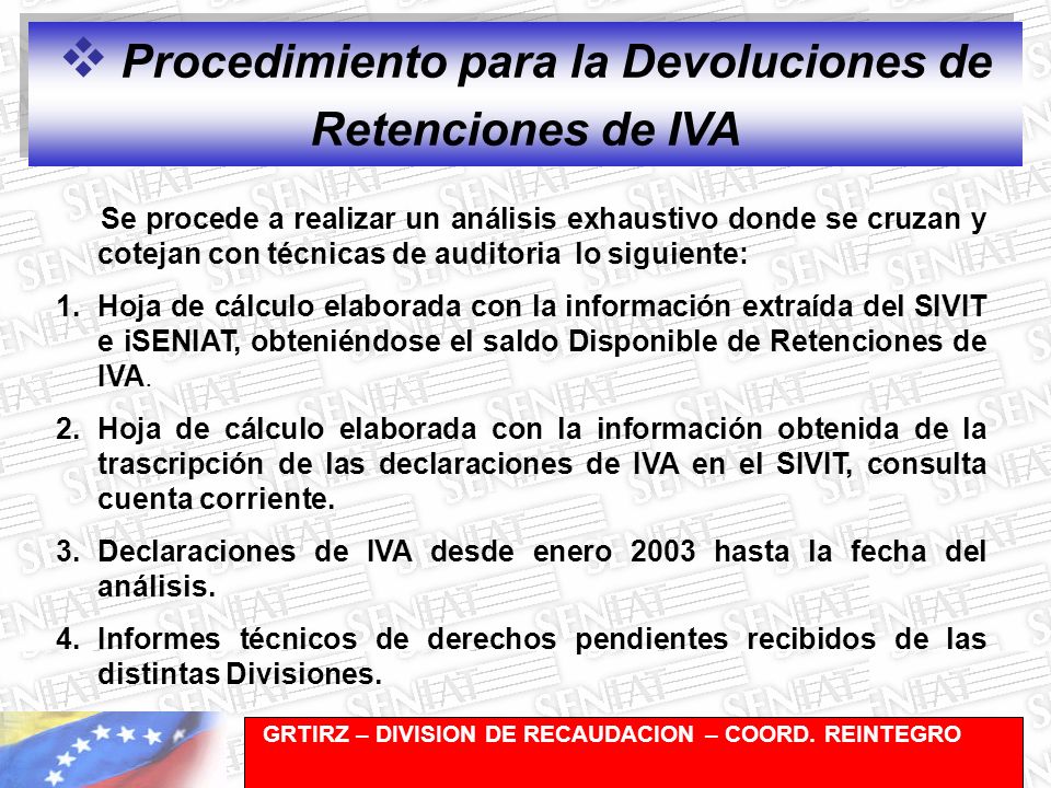Procedimiento para la Devoluciones de Retenciones de IVA