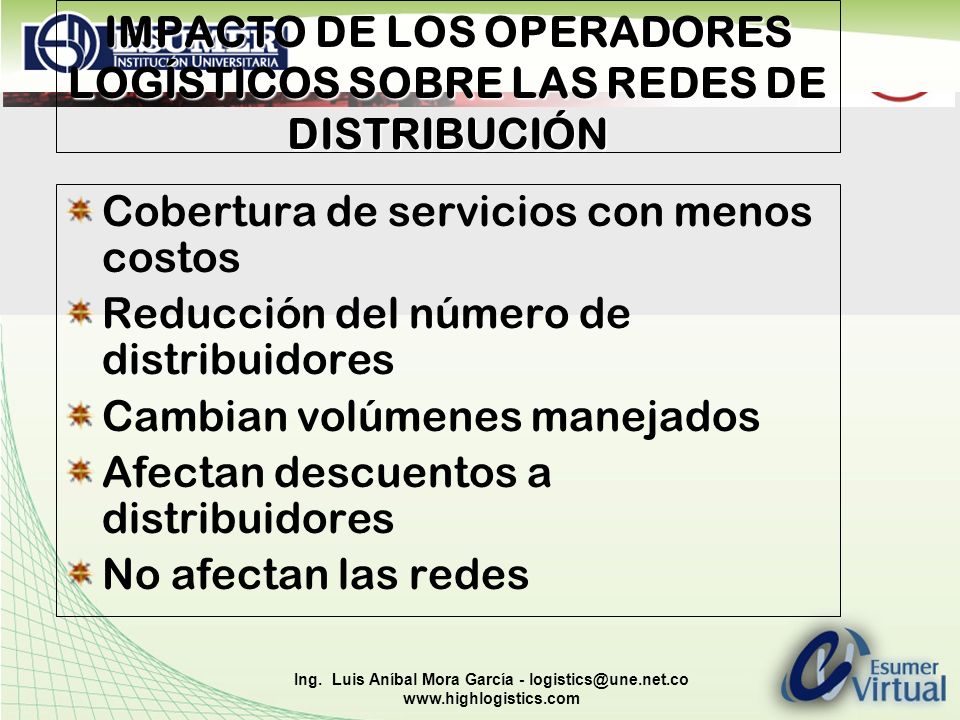 IMPACTO DE LOS OPERADORES LOGÍSTICOS SOBRE LAS REDES DE DISTRIBUCIÓN