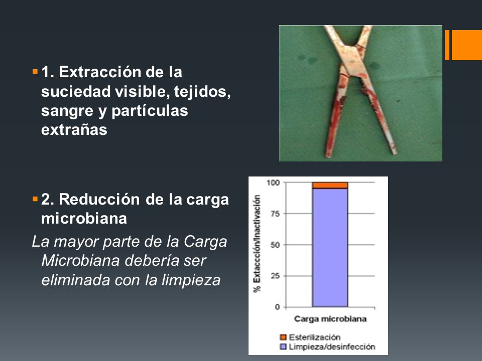 1. Extracción de la suciedad visible, tejidos, sangre y partículas extrañas