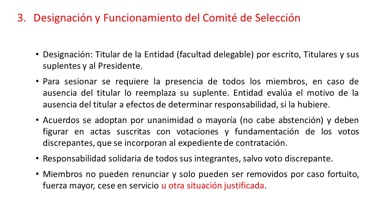 Designación y Funcionamiento del Comité de Selección