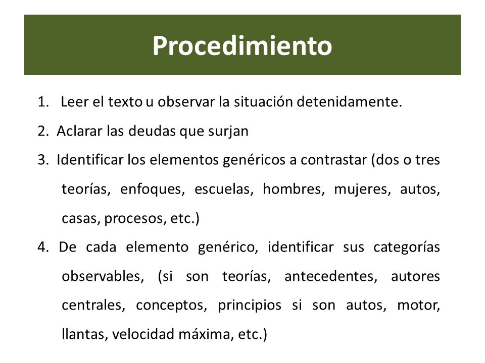 Procedimiento 1. Leer el texto u observar la situación detenidamente.