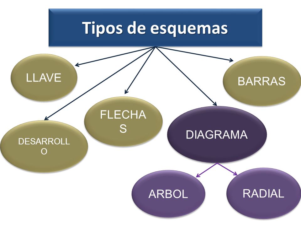 Tipos de esquemas LLAVE BARRAS FLECHAS DIAGRAMA RADIAL ARBOL