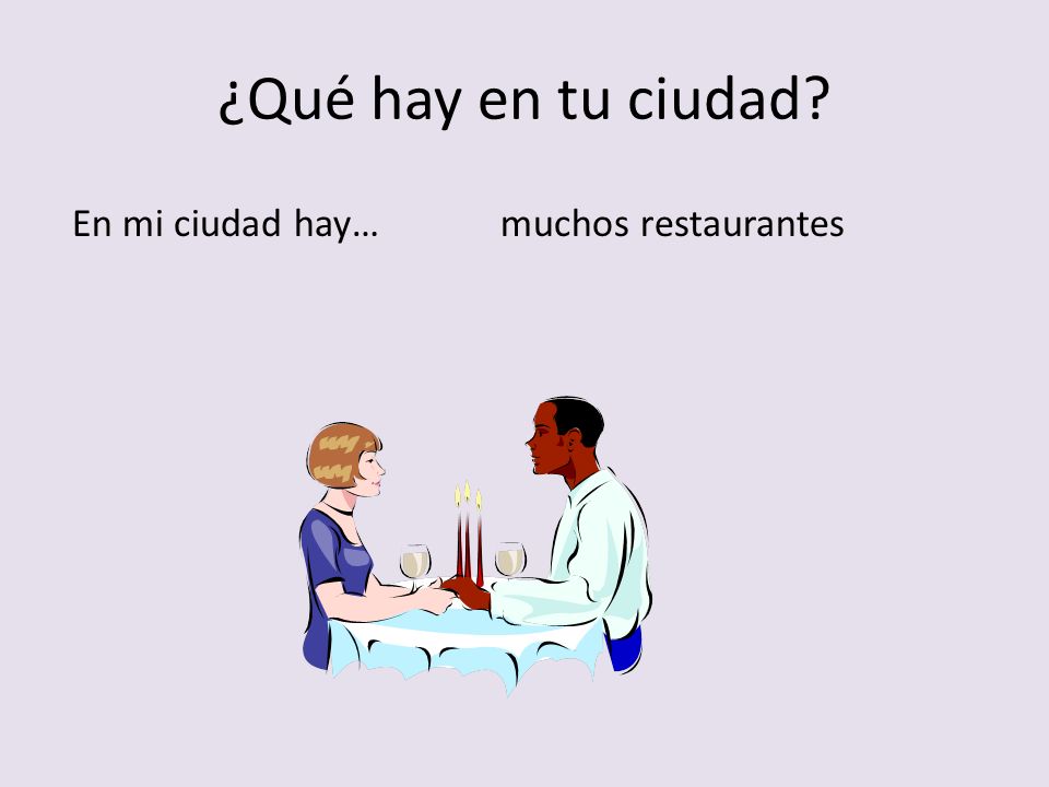 ¿Qué hay en tu ciudad En mi ciudad hay… muchos restaurantes