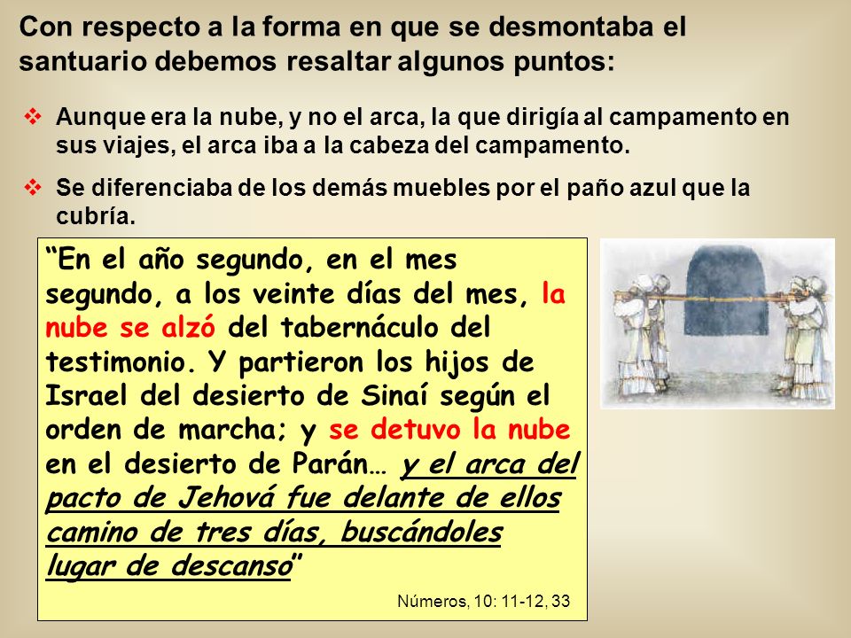 Con respecto a la forma en que se desmontaba el santuario debemos resaltar algunos puntos: