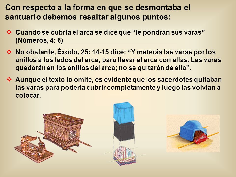 Con respecto a la forma en que se desmontaba el santuario debemos resaltar algunos puntos: