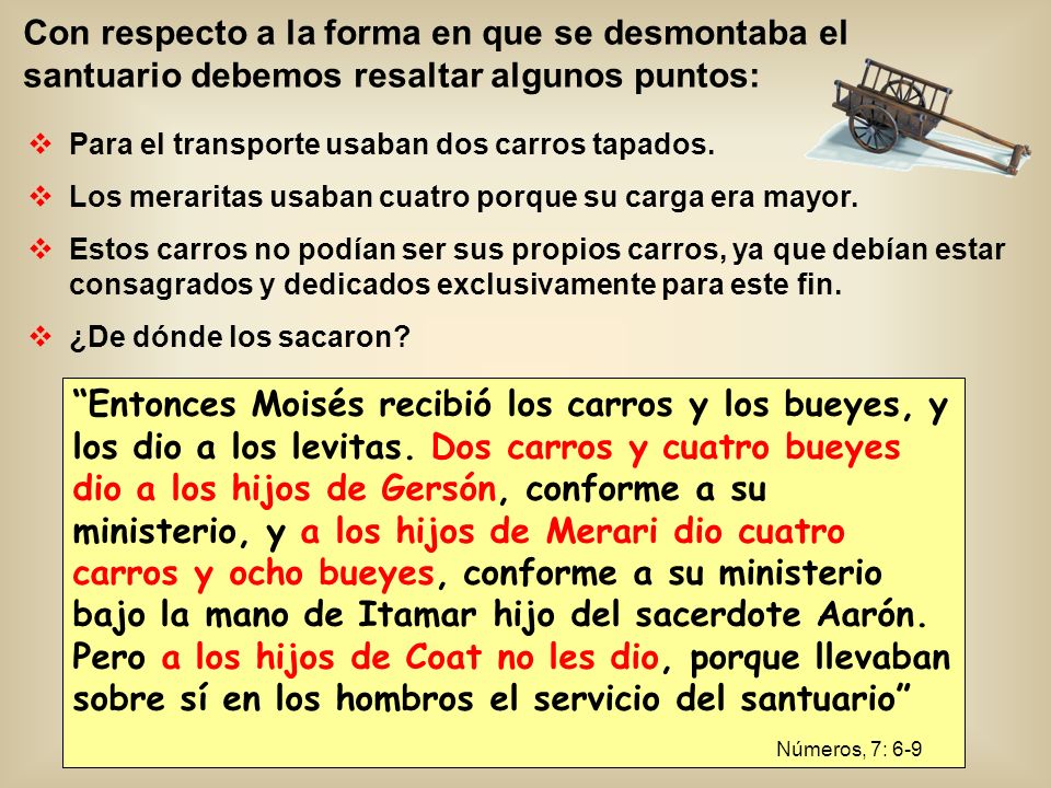 Con respecto a la forma en que se desmontaba el santuario debemos resaltar algunos puntos: