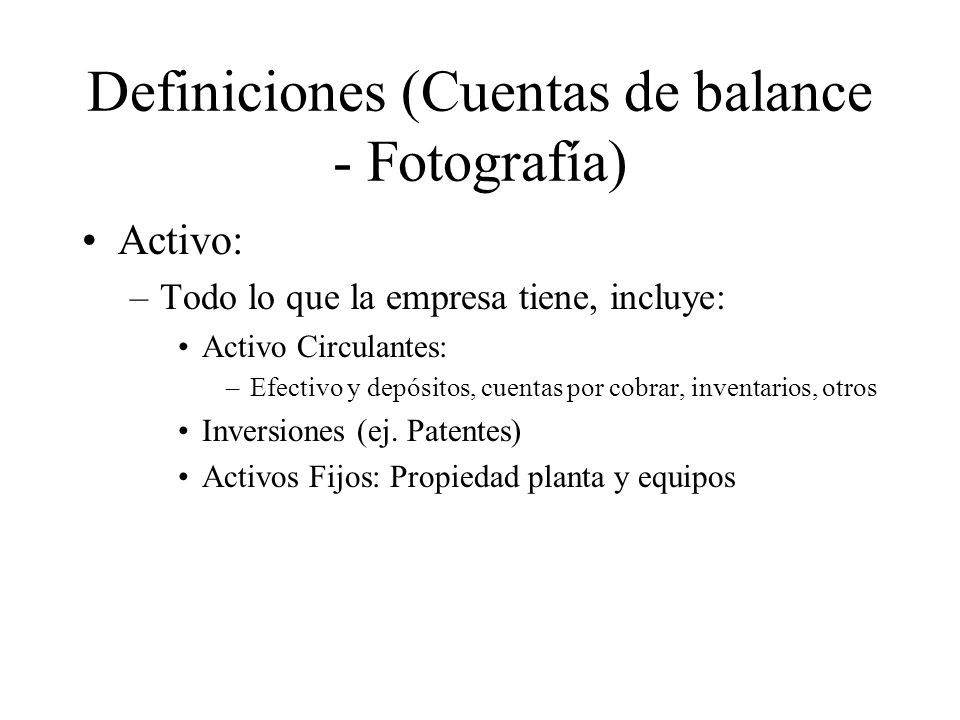 Definiciones (Cuentas de balance - Fotografía)
