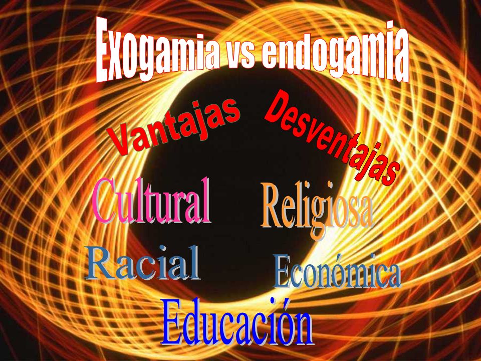 Exogamia vs endogamia Vantajas Desventajas Cultural Religiosa Racial Económica Educación