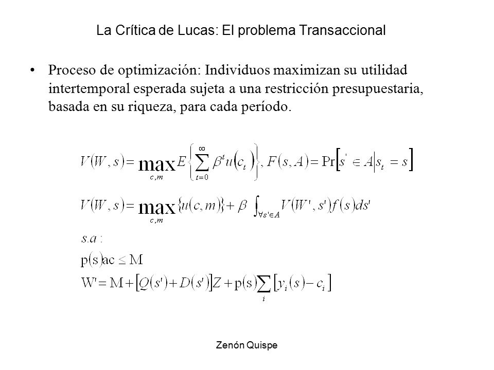La Crítica de Lucas: El problema Transaccional