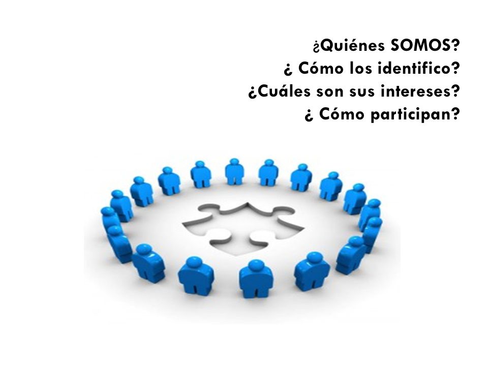 ¿Quiénes SOMOS ¿ Cómo los identifico ¿Cuáles son sus intereses ¿ Cómo participan