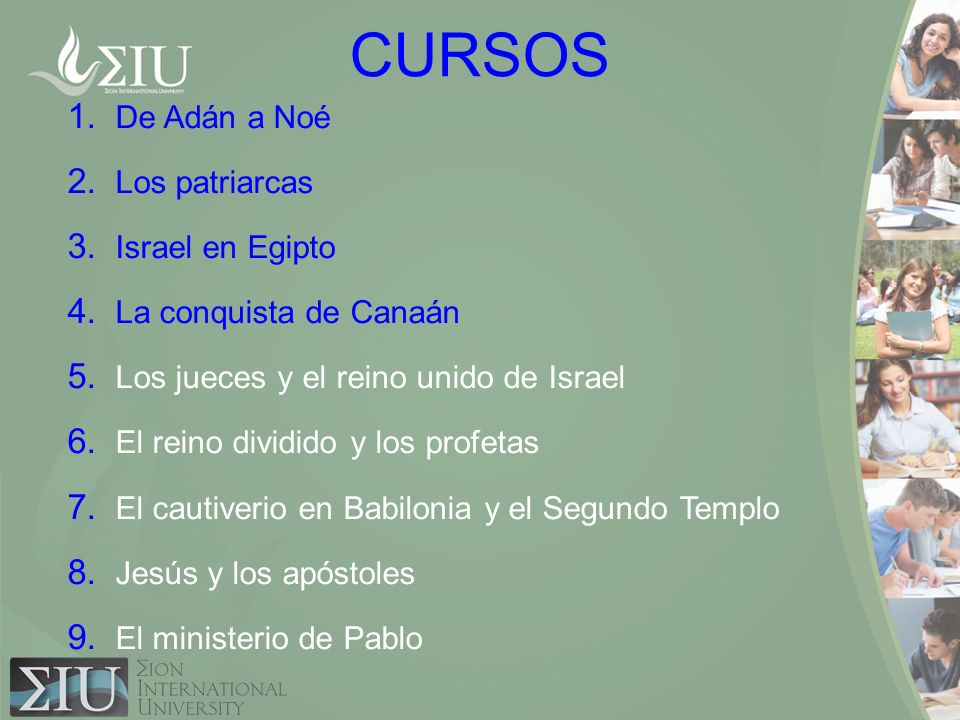 CURSOS De Adán a Noé Los patriarcas Israel en Egipto