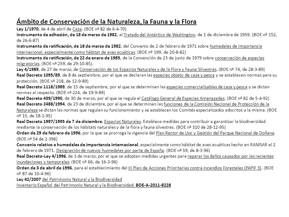 Ámbito de Conservación de la Naturaleza, la Fauna y la Flora