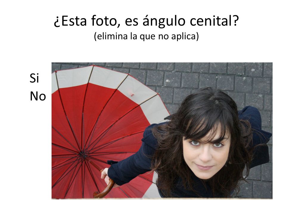 ¿Esta foto, es ángulo cenital (elimina la que no aplica)