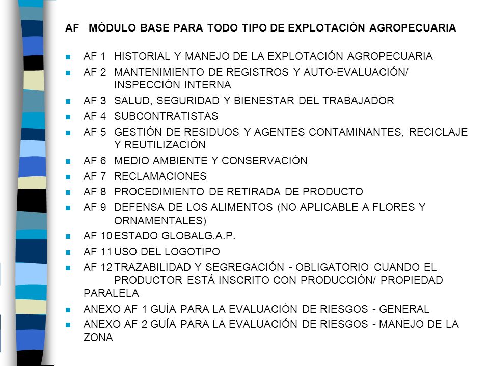 AF MÓDULO BASE PARA TODO TIPO DE EXPLOTACIÓN AGROPECUARIA