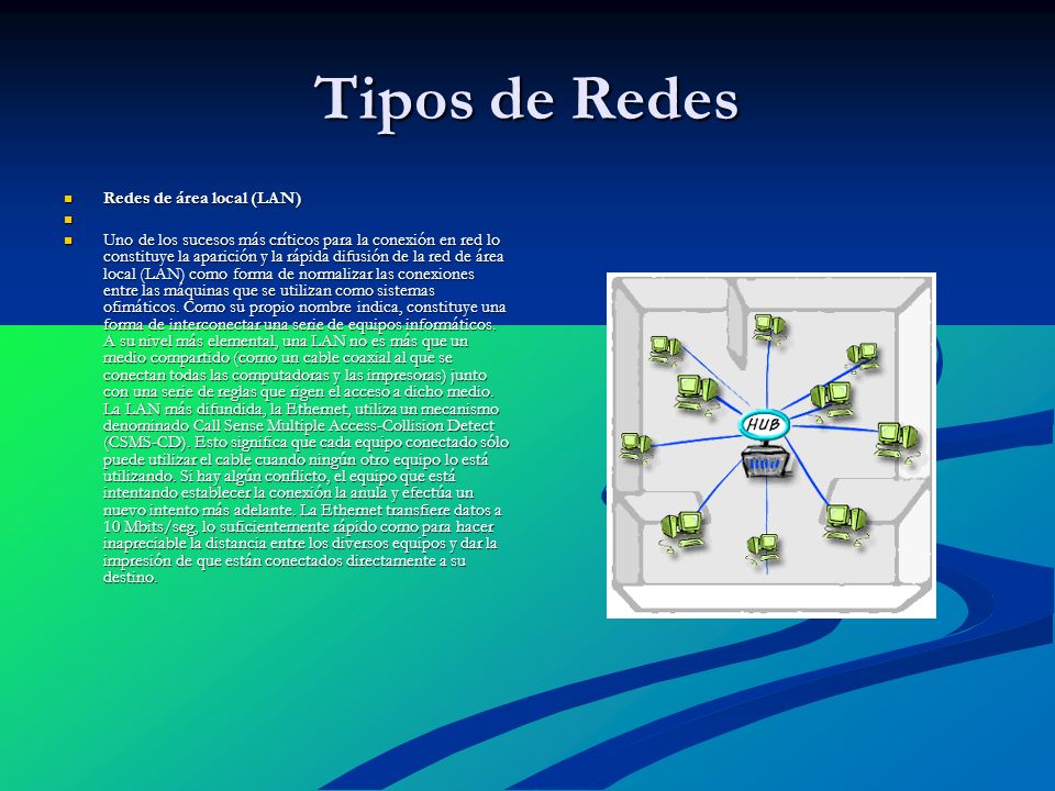 Tipos de Redes Redes de área local (LAN)
