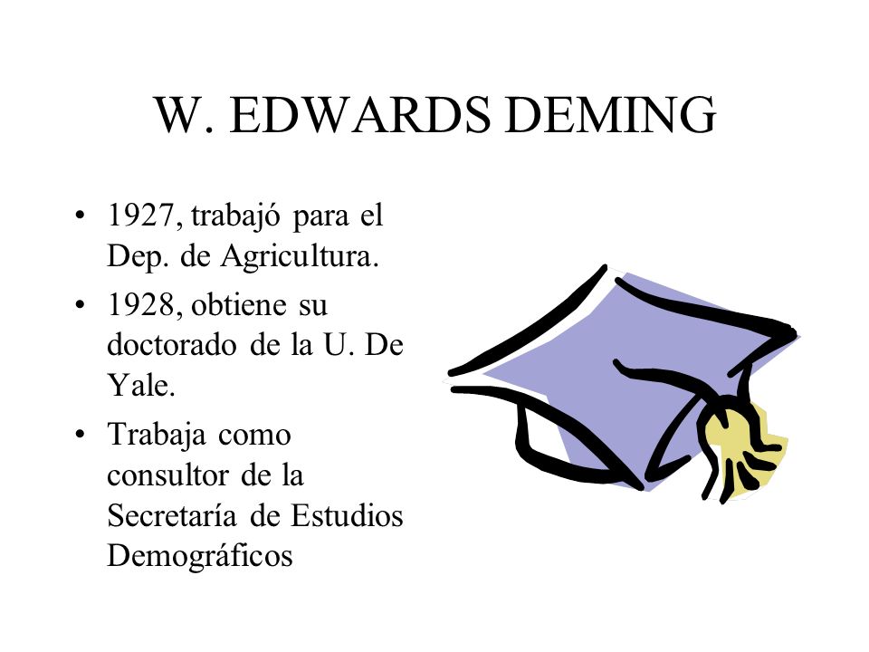 W. EDWARDS DEMING 1927, trabajó para el Dep. de Agricultura.