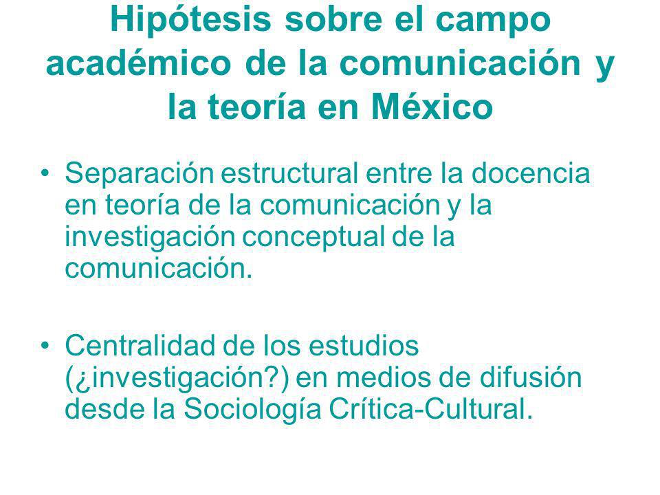 Hipótesis sobre el campo académico de la comunicación y la teoría en México