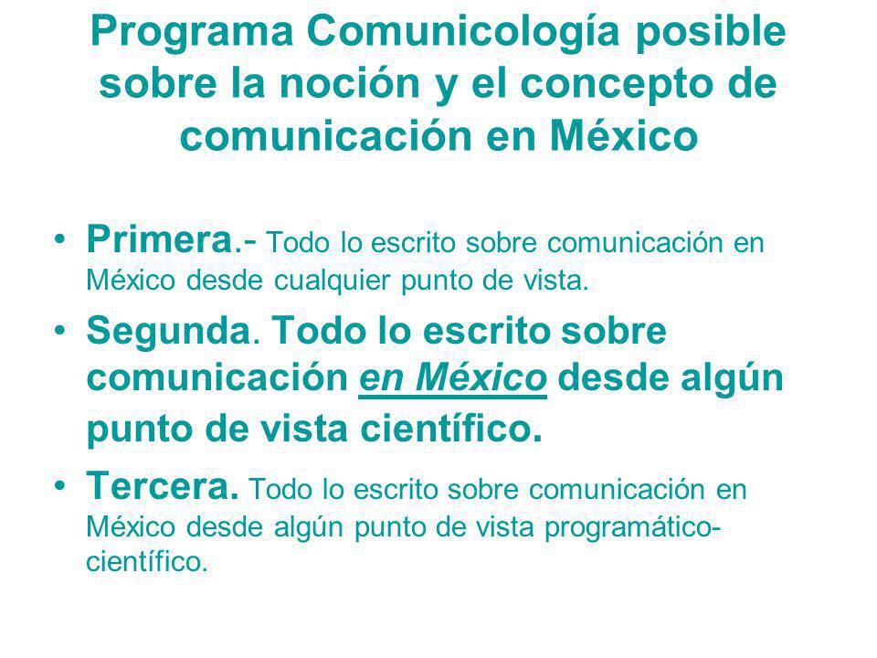 Programa Comunicología posible sobre la noción y el concepto de comunicación en México