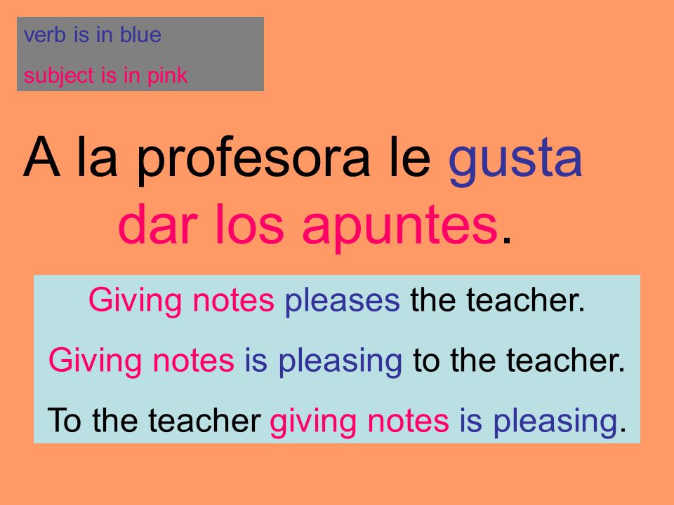 A la profesora le gusta dar los apuntes.