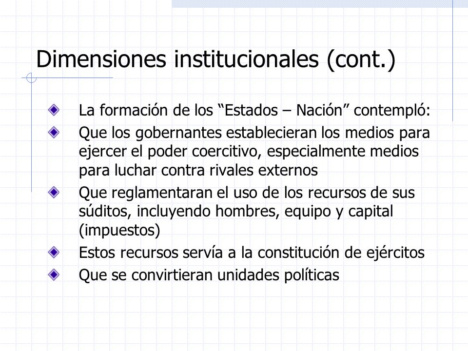 Dimensiones institucionales (cont.)