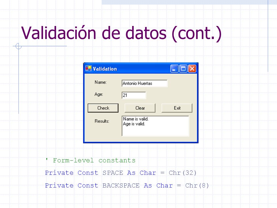 Validación de datos (cont.)
