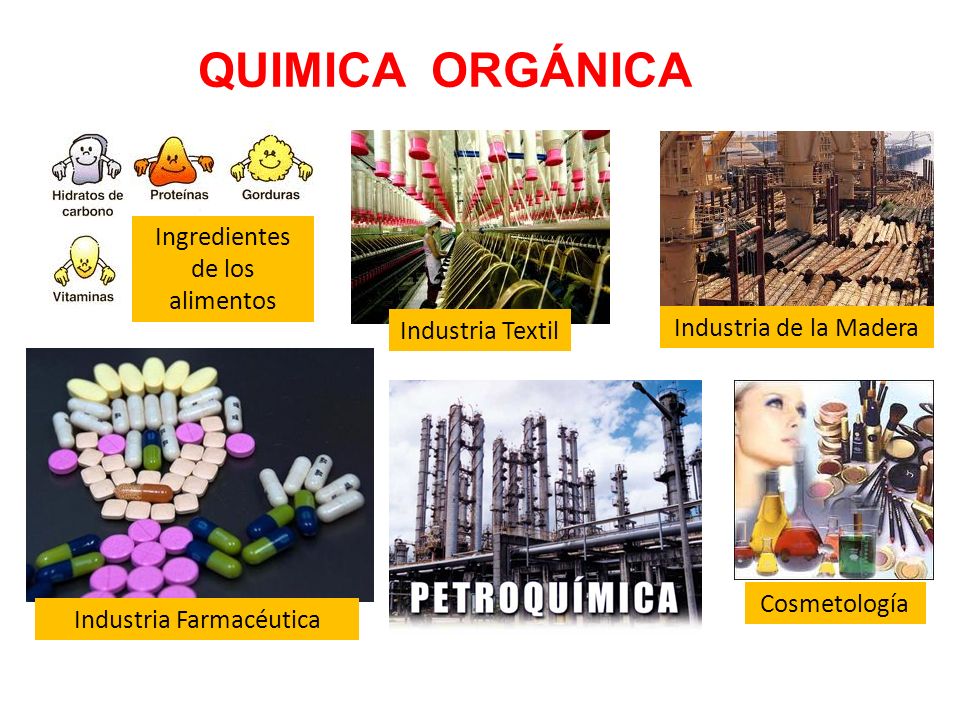 QUIMICA ORGÁNICA Ingredientes de los alimentos Industria de la Madera
