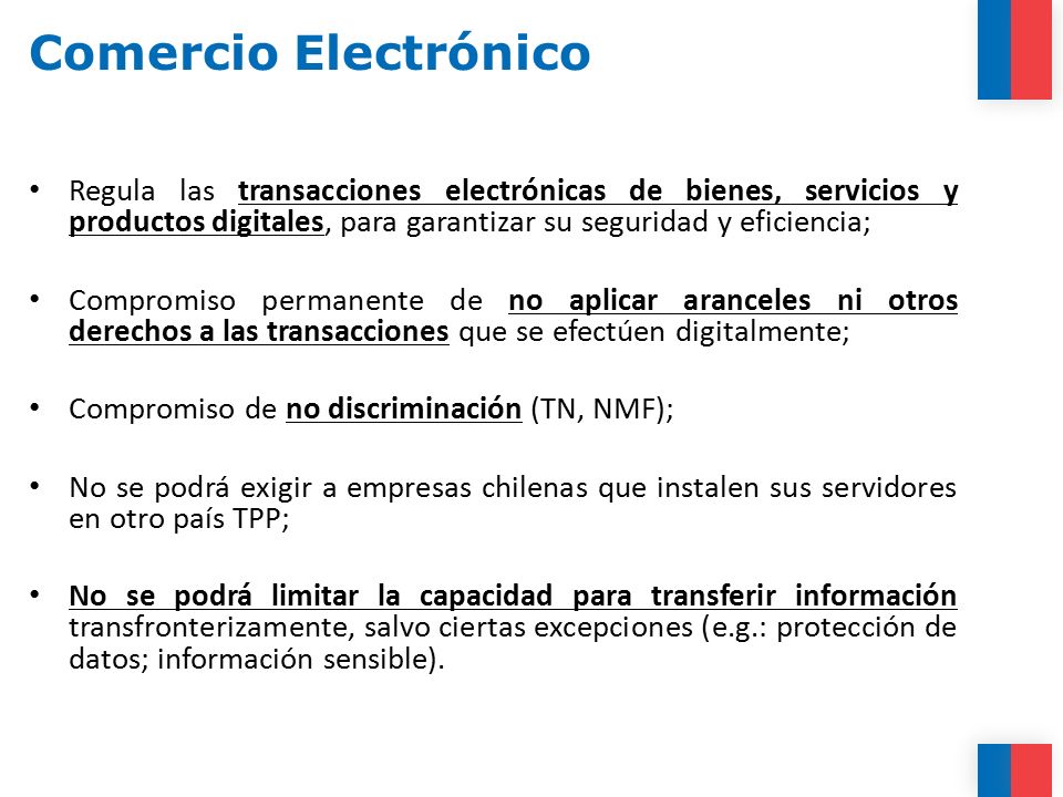 Comercio Electrónico Regula las transacciones electrónicas de bienes, servicios y productos digitales, para garantizar su seguridad y eficiencia;