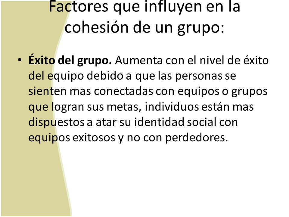 Factores que influyen en la cohesión de un grupo: