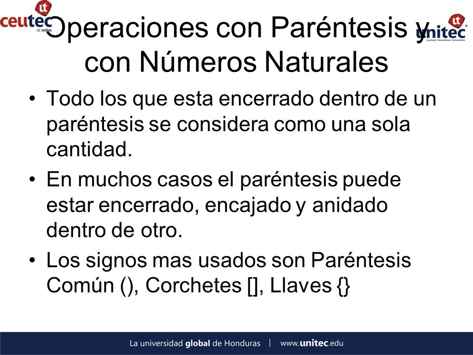 Operaciones con Paréntesis y con Números Naturales