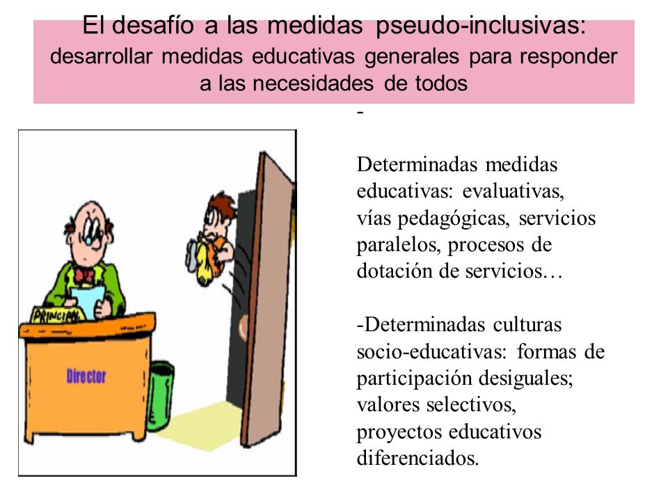 El desafío a las medidas pseudo-inclusivas: desarrollar medidas educativas generales para responder a las necesidades de todos