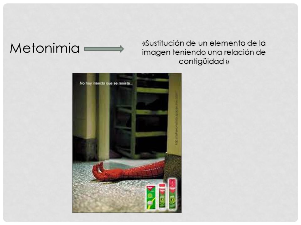 Metonimia «Sustitución de un elemento de la imagen teniendo una relación de contigüidad »