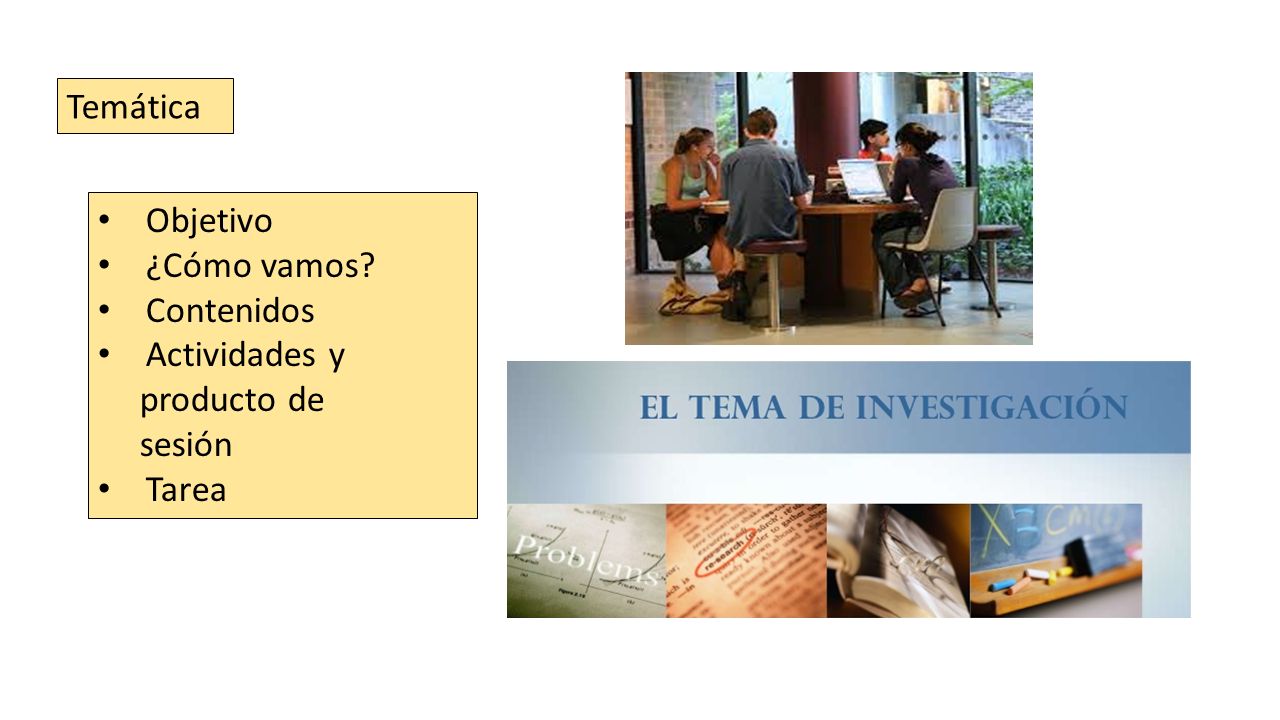 Temática Objetivo ¿Cómo vamos Contenidos Actividades y producto de sesión Tarea