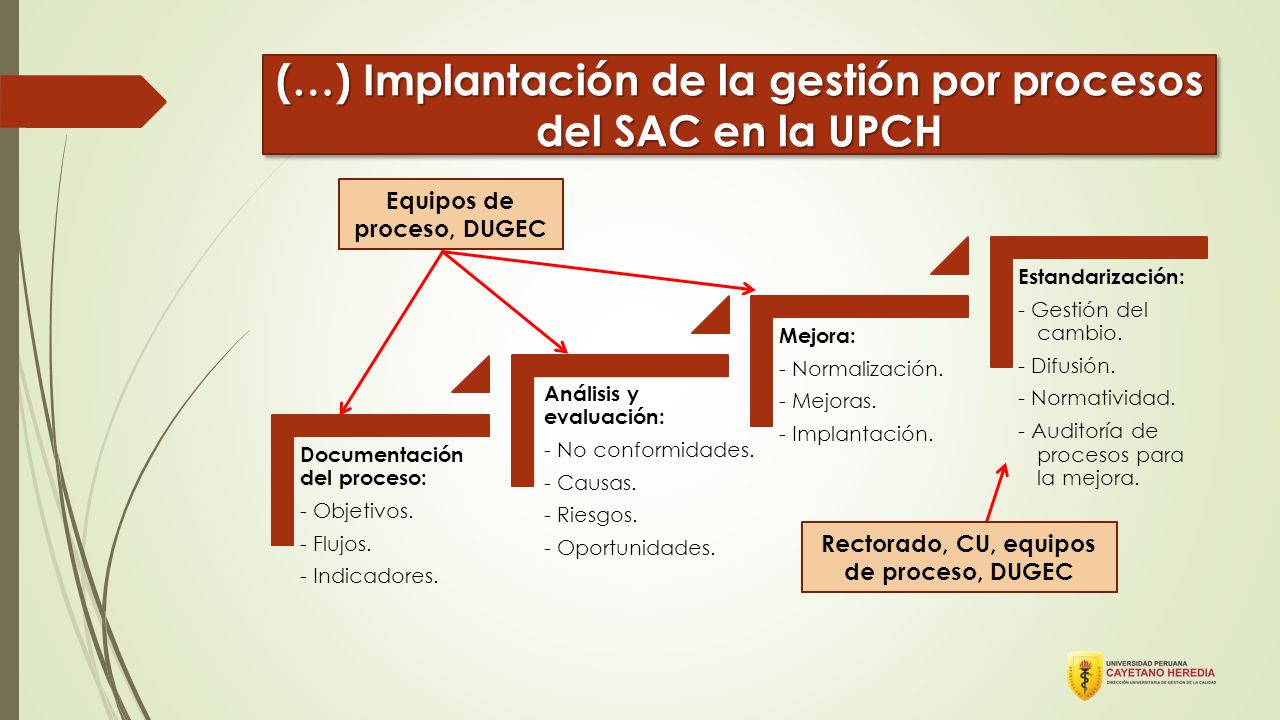 (…) Implantación de la gestión por procesos del SAC en la UPCH