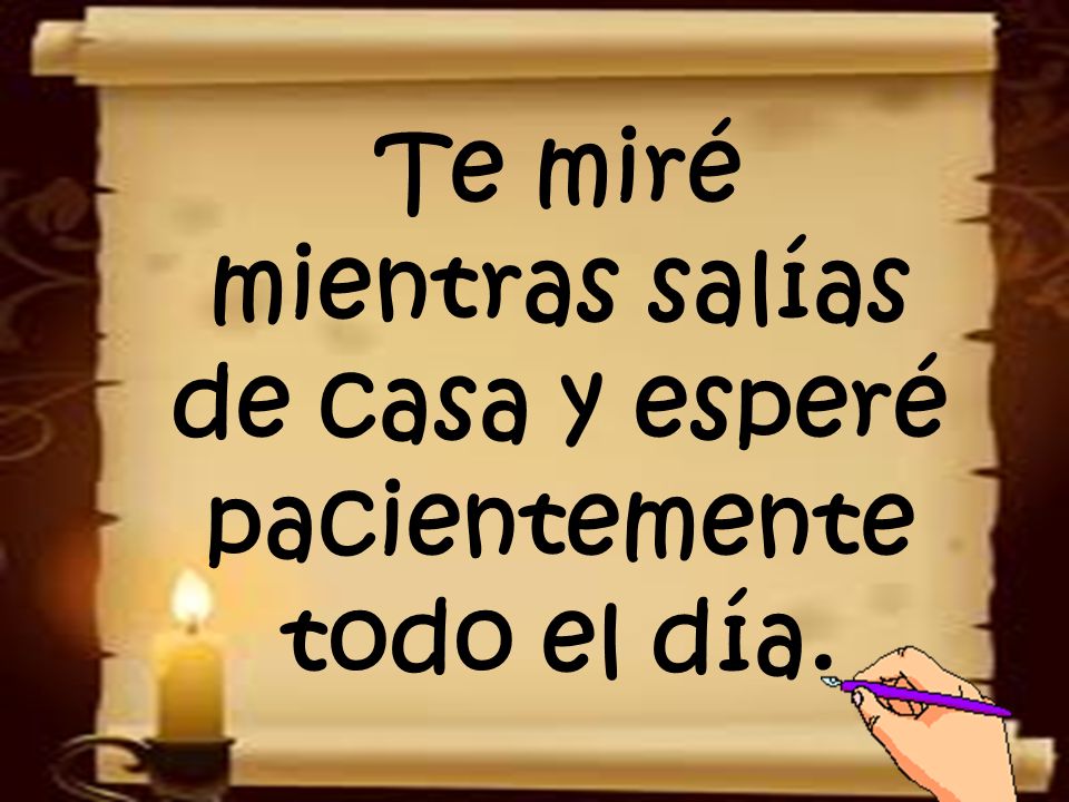 Te miré mientras salías de casa y esperé pacientemente todo el día.