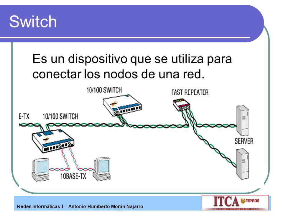 Switch Es un dispositivo que se utiliza para conectar los nodos de una red.