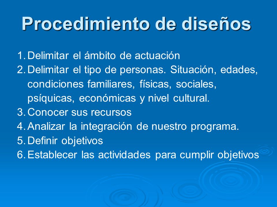 Procedimiento de diseños