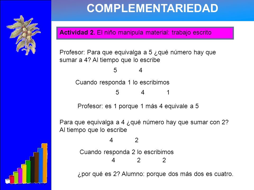 COMPLEMENTARIEDAD Actividad 2. El niño manipula material: trabajo escrito.