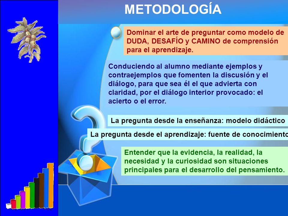 METODOLOGÍA Dominar el arte de preguntar como modelo de DUDA, DESAFÍO y CAMINO de comprensión para el aprendizaje.
